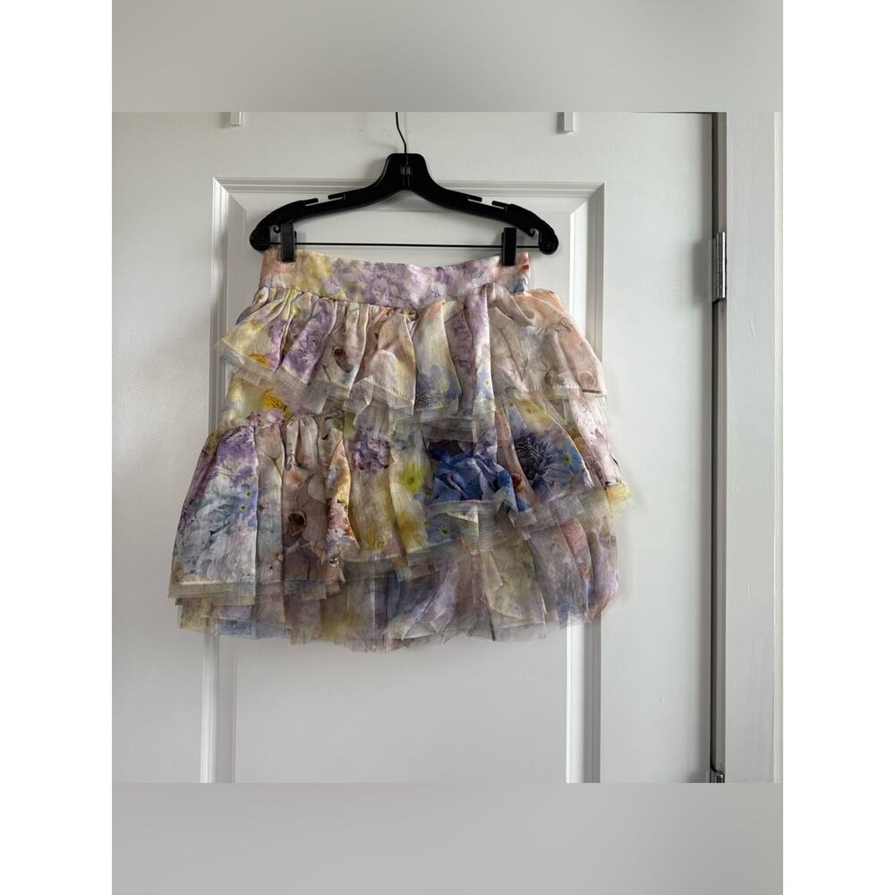 Zimmermann Rhythmic Tulle Floral Tiered Mini Skirt - Picture 6 of 7